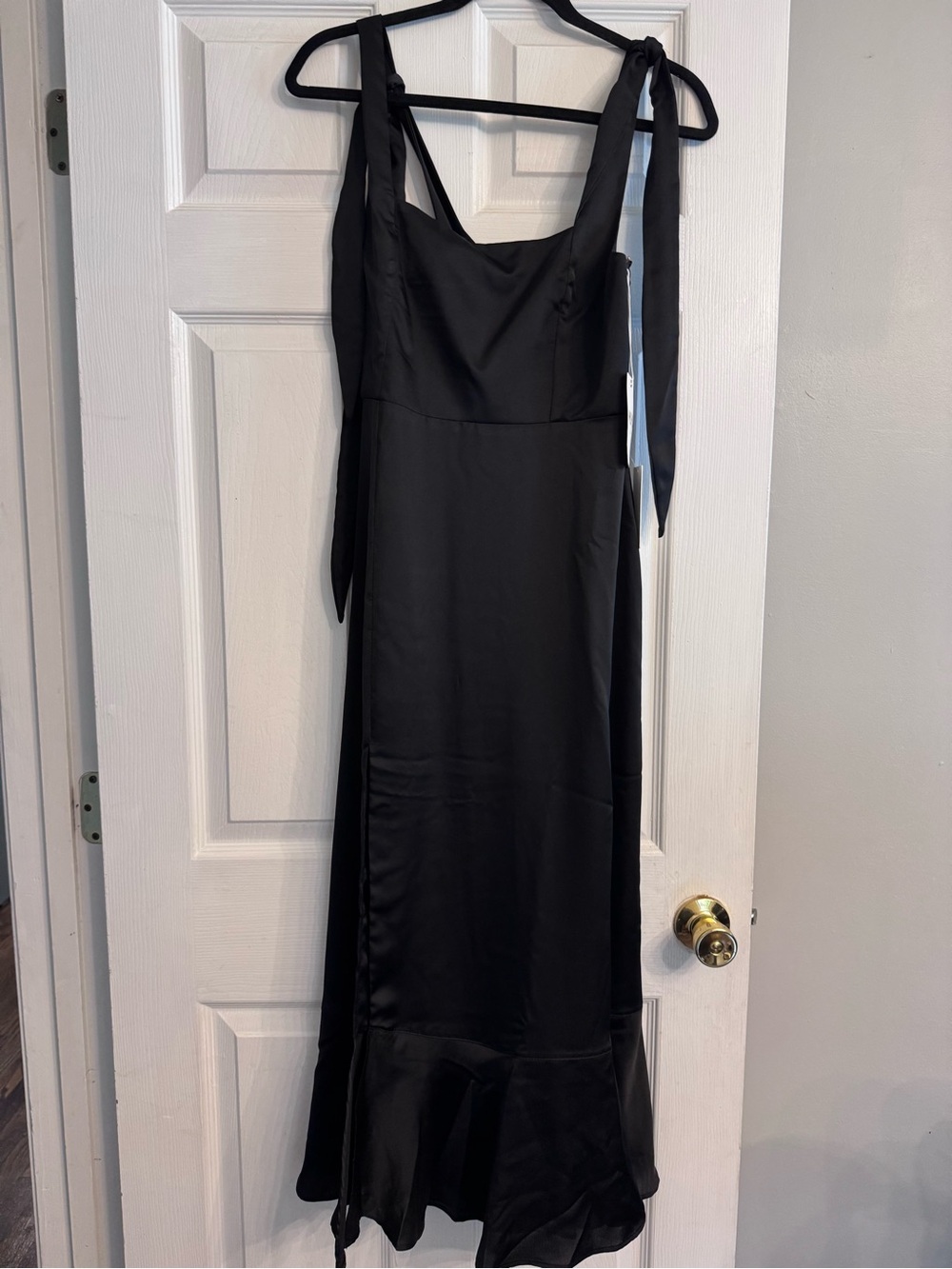 Show Me Your Mumu NWT Black Tie-Shoulder Satin Dress